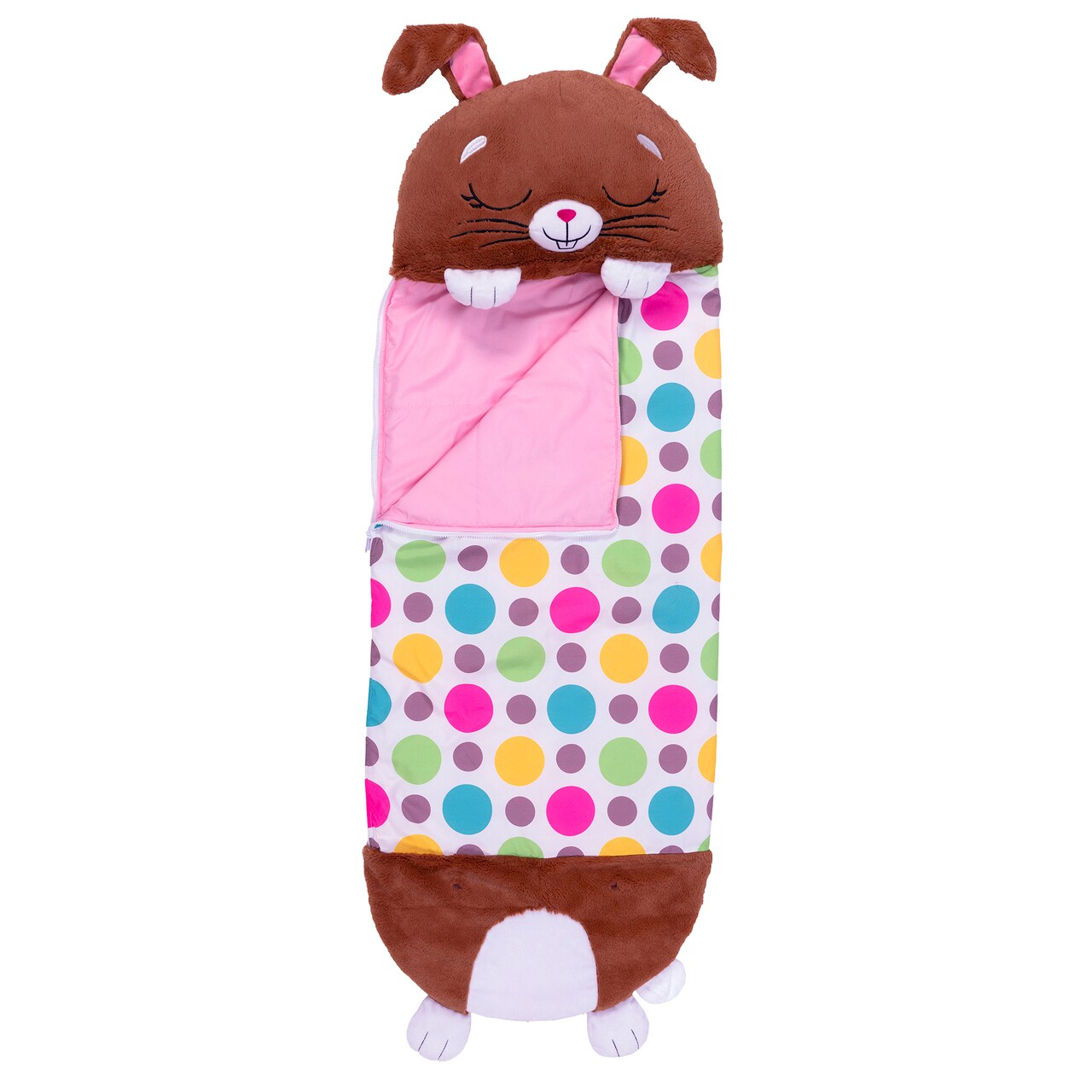 Happy Nappers: Pillow & Sleepy Sack: Medium - Beeples The Brown Bunny - 54 x 20", 2-In-1: Plush Animal Opens To Sleeping Bag, Soft Character, Kids 3+